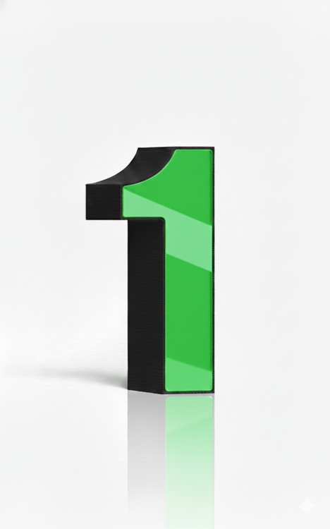 Cyfra-1-3D-z-filamentu-zielone-lico-do-numeru-stolu-i-domu