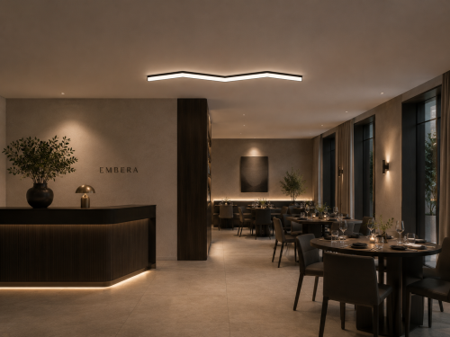 nowoczesne-wnetrze-restauracji-embera-luksusowy-minimalistyczny-design-elegancka-recepcja-podswietlenie-led-designerskie-lampy-stoliki