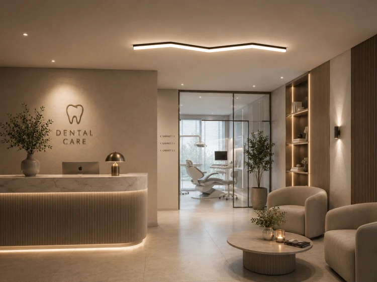 nowoczesna-recepcja-stomatologiczna-dental-care-luksusowy-gabinet-dentystyczny-poczekalnia-premium-marmurowa-lada-podswietlana-led-designerskie-biuro